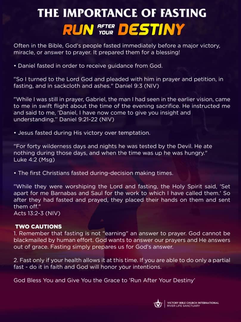 VBCIRiverLife's tweet photo. The Importance of Fasting #vbciRLS #onlinechurch #RunAfterYourDestiny
#FastingandPrayers
#100hoursofPrayer #fasting #prayer #faith https://t.co/MeMz1Xxzue