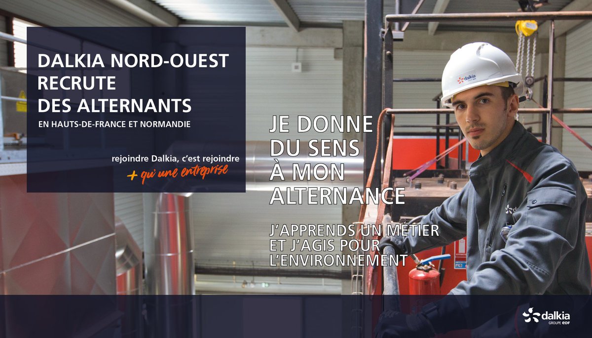 jean_dhaussy's tweet photo. [EMPLOI] Se former &amp; apprendre un métier tout en protégeant l'environnement, c'est possible avec @dalkia ! Sur les #HautsDeFrance &amp; la #Normandie, Dalkia Nord-Ouest recrute des #alternants, du Bac Pro au Master 👉 https://t.co/VGyIfuVG2F https://t.co/8r82CZQfPL