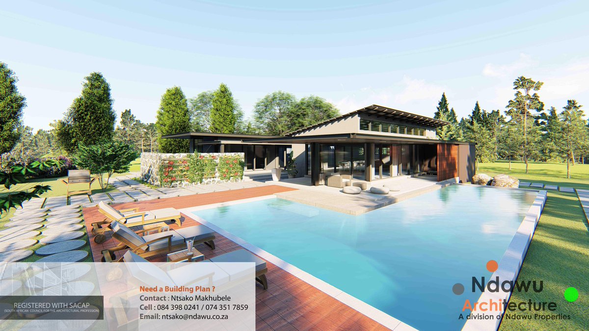 NdawuProperties's tweet photo. Our latest house design; an entertainer's dream with the tranquility to allow for relaxation.

Is this your style? Get in touch with Ntsako on 084 398 0241 or reply to this post 🙂

Visit our website, https://t.co/vtlnVt3WWc for more info.

#Ndawuproperties 
#Housedesigns https://t.co/EB9YzlAXn8