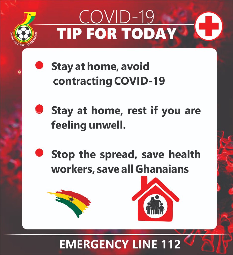 ghanafaofficial's tweet photo. Let’s kick out #COVID19 
#BringBackTheLove
#HealthAndFitness
#StayHome  
#StayHomeStayHealthy 
#LetsStayAtHome
#LetsWinThisTogether
#StayAtHomeAndStaySafe https://t.co/mcDDDp2F7b