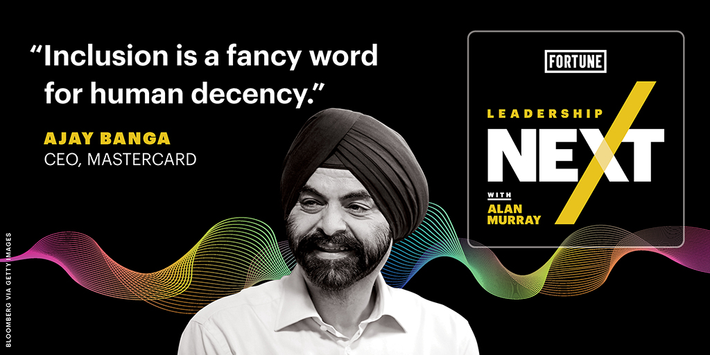 MastercardNews's tweet photo. “I believe the first thing you have to do is look after your people.” CEO, Ajay Banga sits down with @alansmurray to talk about what guides his leadership, particularly during #COVID19 on @FortuneMagazine’s #LeadershipNext Podcast https://t.co/NzZVyWnJvN https://t.co/kxWAybVEeH