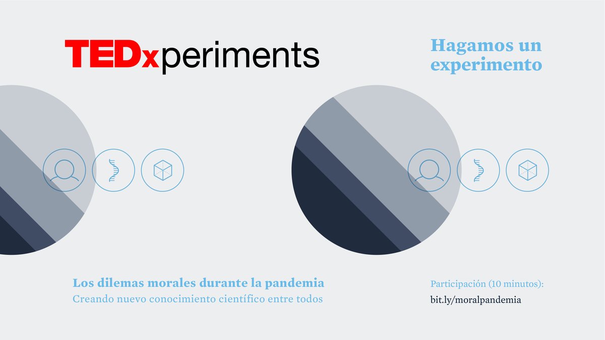 tedxlpgc's tweet photo. ¡Nuevo #TEDxperiment global, para construir conocimiento científico entre todos! 

Nos preguntamos sobre los dilemas morales de la pandemia. Son solo 10 min y te va a dejar pensando 🤔

👉 Haz click aquí para participar: https://t.co/R44Lsn5syn. https://t.co/pFNENwClbQ
