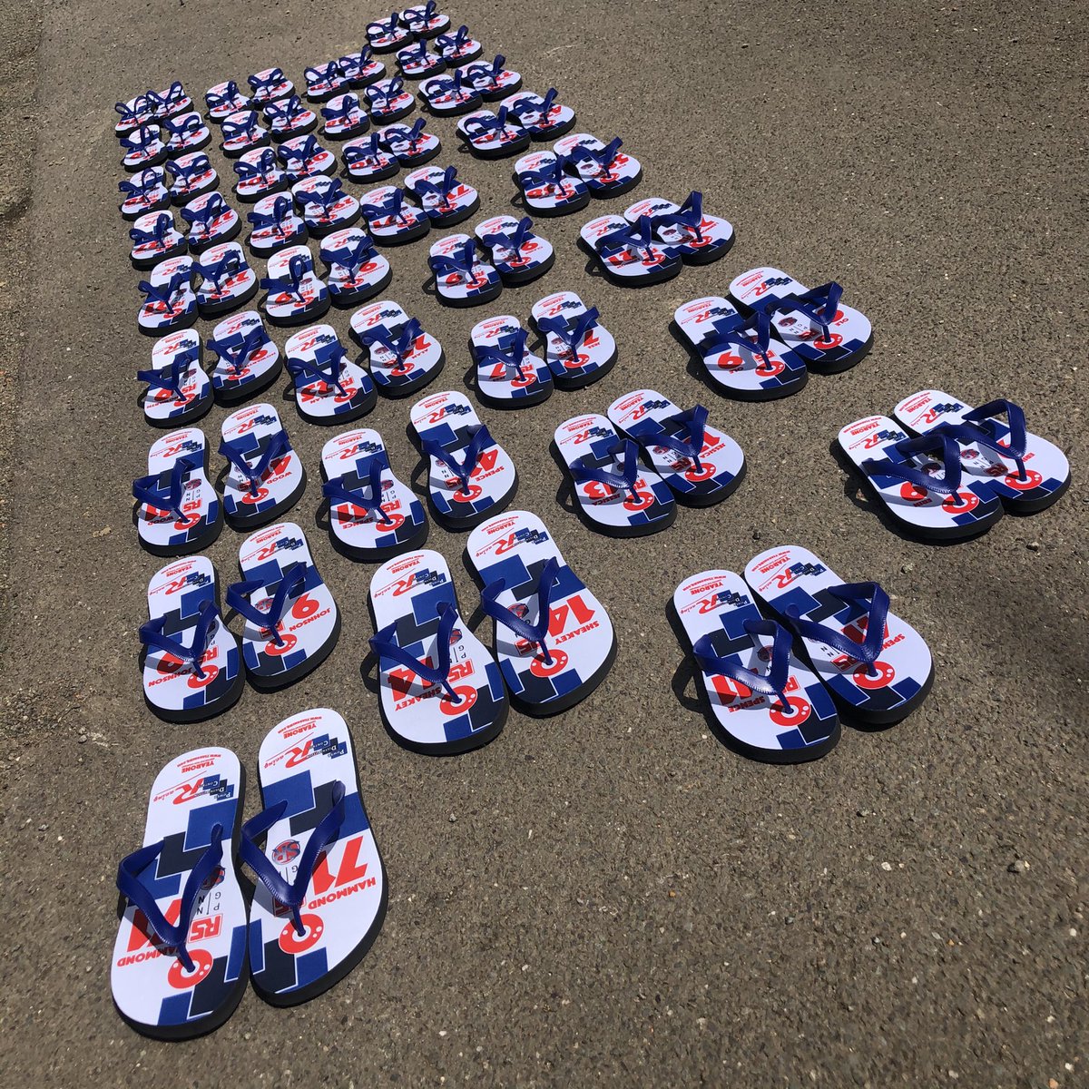 YearoneHQ's tweet photo. Decent sized grid this morning @pdc_racing
@RSComponents Pin Gin @SR_Electrical_
Contact us to get your team some custom flip flops. We have discounts on team orders. Head over to https://t.co/cwQKHgHomC and fill out the custom design page to get started.
#customflipflops ๐๐ผ https://t.co/1VZrQmRsdu