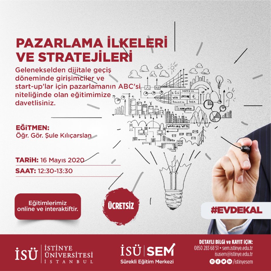 istinyesem's tweet photo. Bilgi ve kayıt için; https://t.co/nZSjd7g0bp
isusem@istinye.edu.tr
0850 283 68 51
#pazarlama #ilkeleri #stratejileri #dijitalleşme #girişimcilik #istinyeüniversitesi #isüsem #istinyesem #online #interaktif #egitim #evdekal #evdekalegitimlekal https://t.co/OnbwgbjXMk