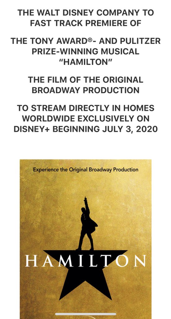 Hamilton Disney July 2025