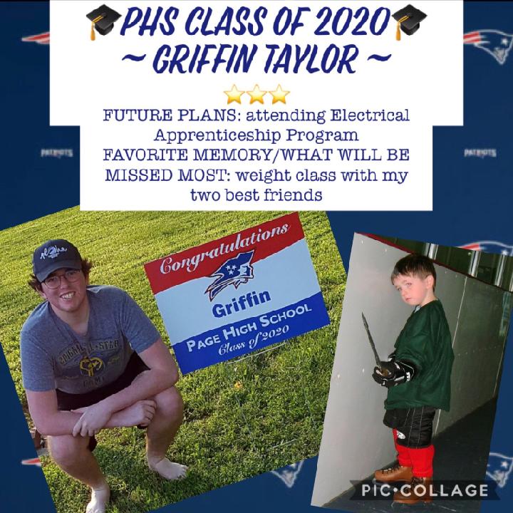 PHSTEAM2020's tweet photo. PHS Senior Spotlight! Griffin Taylor https://t.co/6vKUUQFOUn