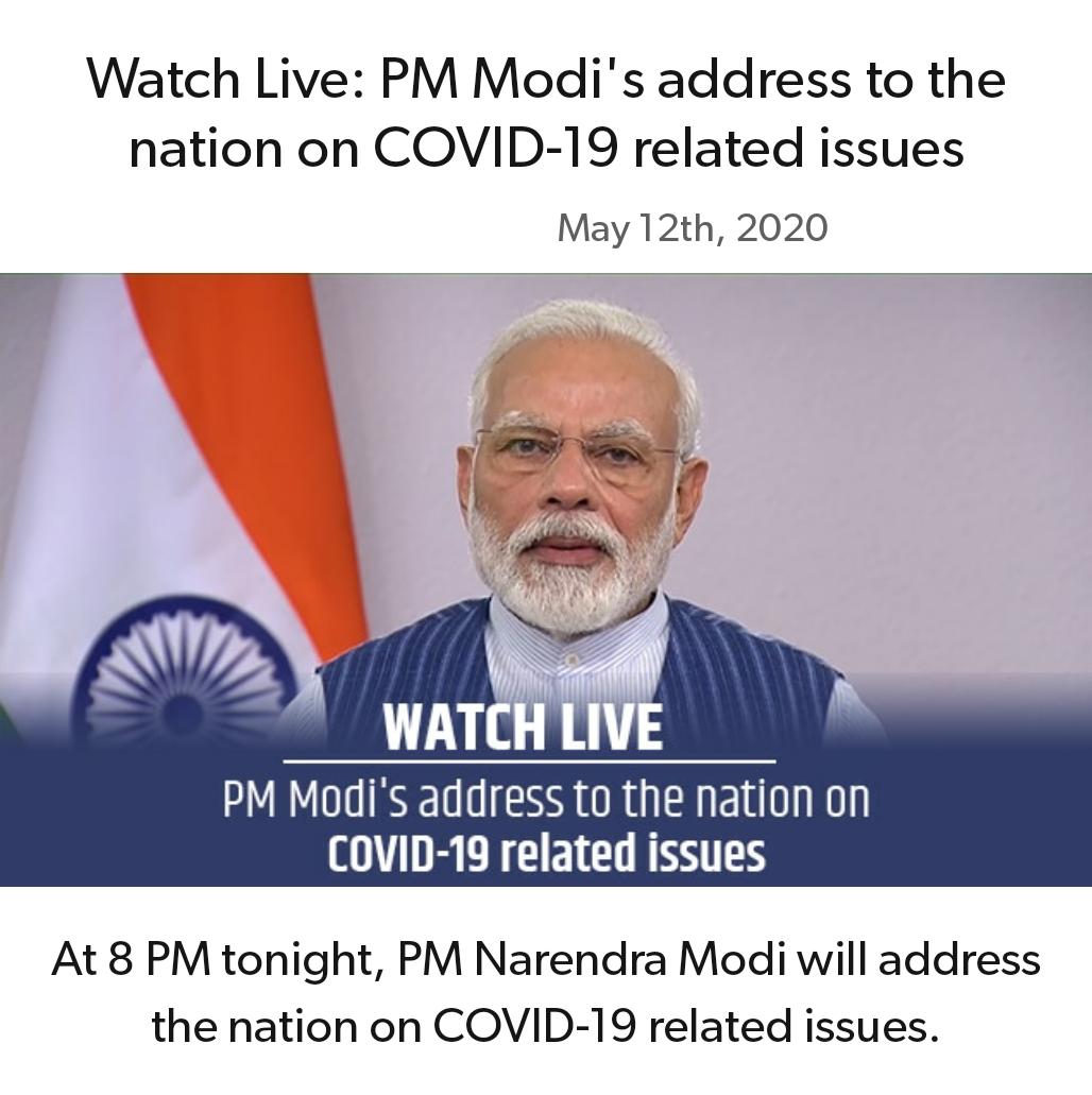 PranavChampion's tweet photo. Watch Live: Hon'ble PM Sh. @NarendraModi ji's address to the nation on #COVID19 related issues
https://t.co/TMaY09mNpG via @NaMoApp
#IndiaFightsCorona https://t.co/rpGoWJJI8p