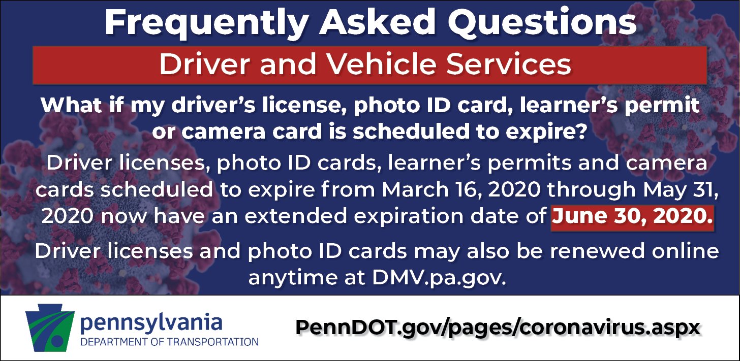 Pa state police on twitter rt penndotnews we ve extended expiration