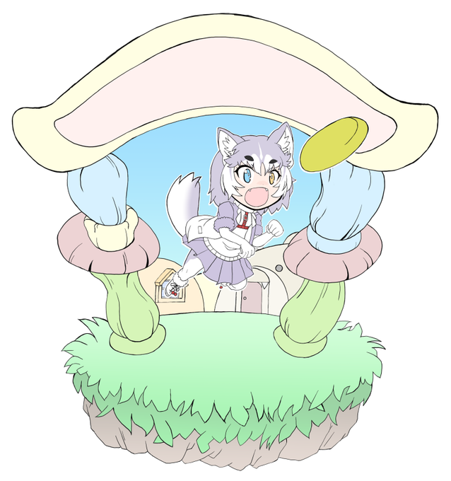 えんばんであそんでもらうイエイヌちゃん! の簡単に色を乗せたところまで

#けものフレンズ 