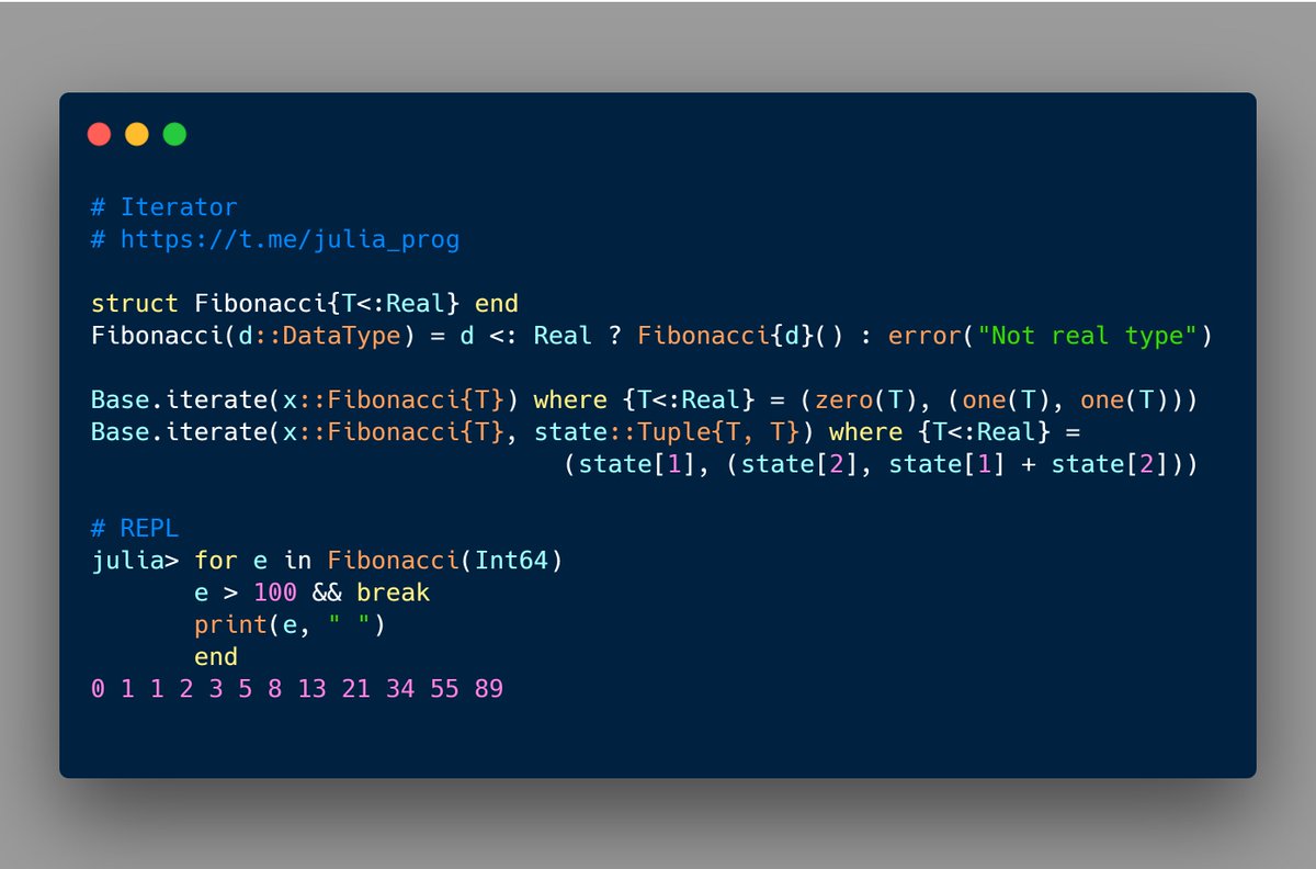 Iterator interface

#JuliaLang #Julia #Programming #iterator