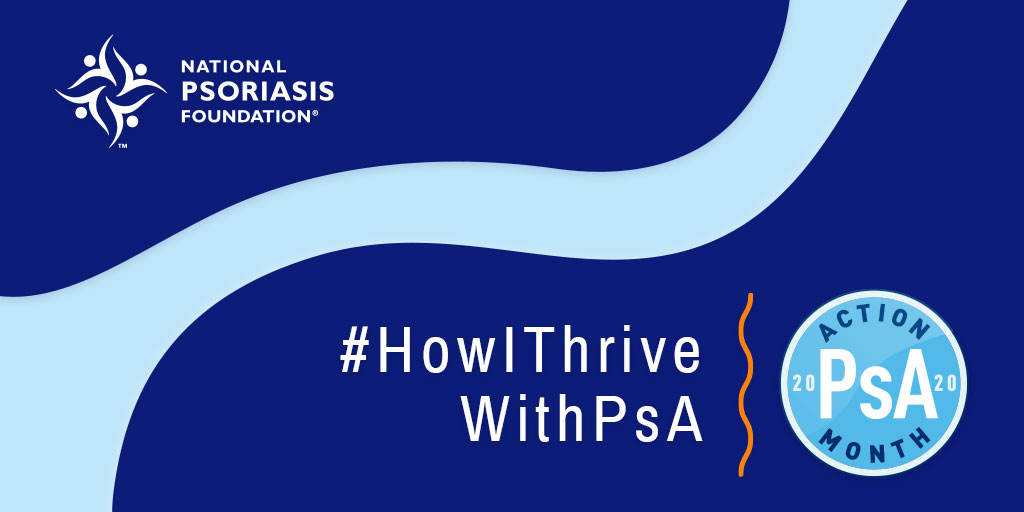 1 in 3 people with #psoriasis also have #psoriaticarthritis. That's both Andy and I. But we don't let it stop us. We advocate for better access to treatments & to let everyone in the psoriatic disease community know they are not alone. We fight alongside @NPF. #HowIThriveWithPsA