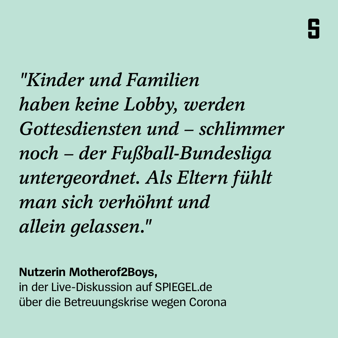 derspiegel's tweet photo. "#Corona und das Betreuungsdilemma: Immer auf die Kleinsten?": Bildungsredakteurin Silke Fokken hat live Fragen aus der SPIEGEL-Community beantwortet. Die Debatte im Kommentarbereich zum Nachlesen (Anmeldung nötig): https://t.co/zEVRojBmJX https://t.co/SvqlBr2LbU