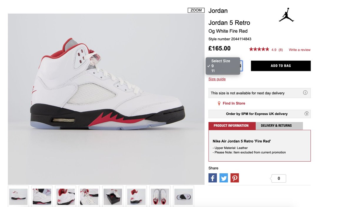 Sizes of the Jordan 5 Fire Red are back at Offspring!

Link > solesupplier.co/2WSVvL0