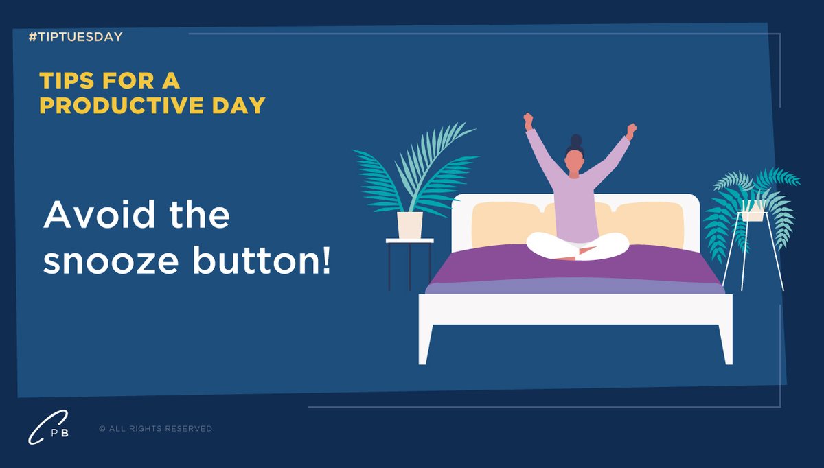 priyankaabb's tweet photo. Place your phone or alarm on the other side of the room so that you have to get up to turn it off. If you avoid getting up by 15 minutes every day, you’re missing out on time that could be used for something productive.
#Productivetips #Tuesdaytip #WakeupEarly #TimeManagement https://t.co/s7a31eYCas