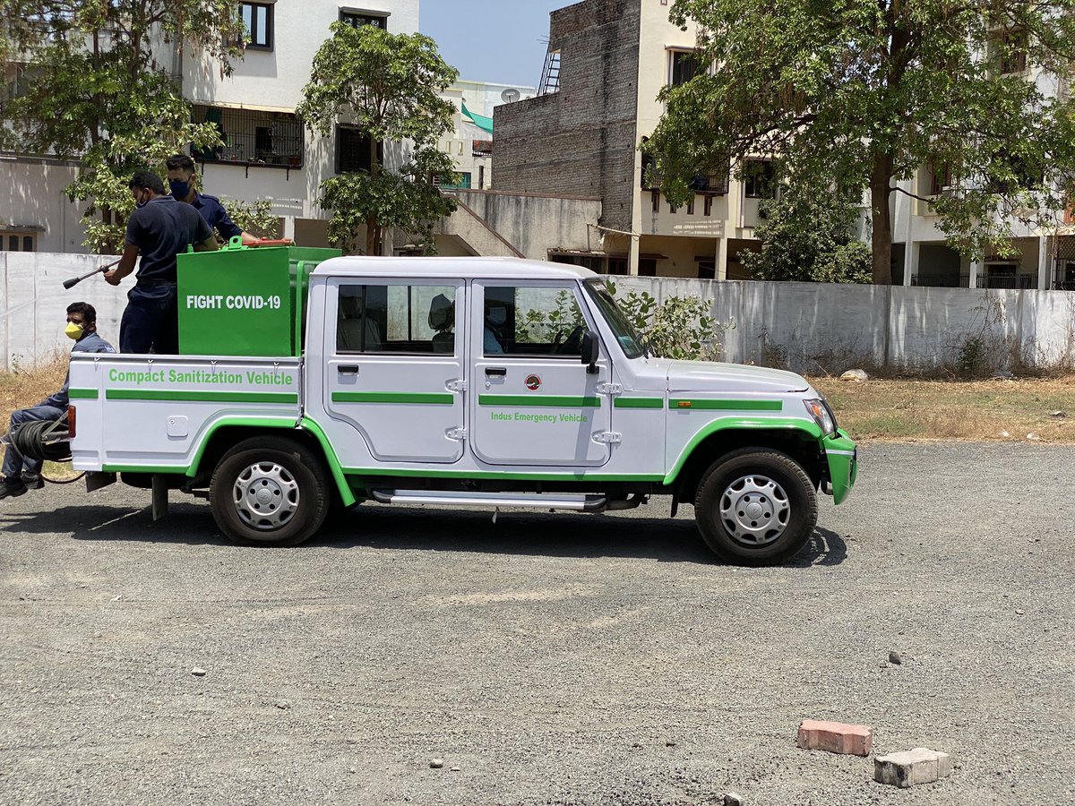 FireIndus's tweet photo. Indus Fire Safety has designed a specialised Compact Sanitisation Vehicle to combat Covid-19. This vehicle is designed to spray disinfectant with a mist pattern of less than 200 micron to ensure maximum reach. @VinodRao2000  @narendramodi @ourvadodara @TOIVadodara @VMCVadodara https://t.co/mwAgiLRjdE