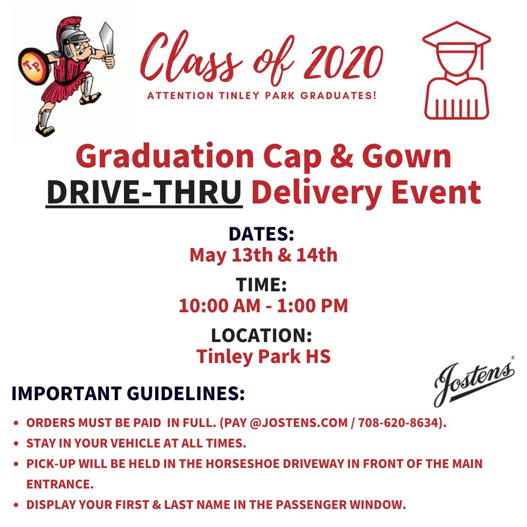TinleyParkHigh's tweet photo. Cap &amp; Gown Pick-ups start tomorrow! Seniors, make sure you have checked your email and read the detailed directions so that we can ensure this process runs smoothly. https://t.co/UB33EIgBud