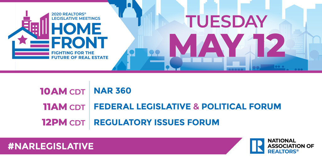 Don’t forget to join us at 10am CDT today for 2020 REALTORS® Legislative Meetings.  We’ll be live streaming at ow.ly/rS8250zDvXS #NARLegislative
