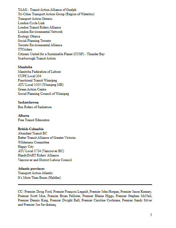 📣50+ health, business, labour and environment groups across Canada came together today to call for emergency and permanent #transit funding from the federal government! 🚇🚌 Read &amp; sign the letter: ttcriders.ca/50-groups-acro… #TTC #keeptransitmoving
