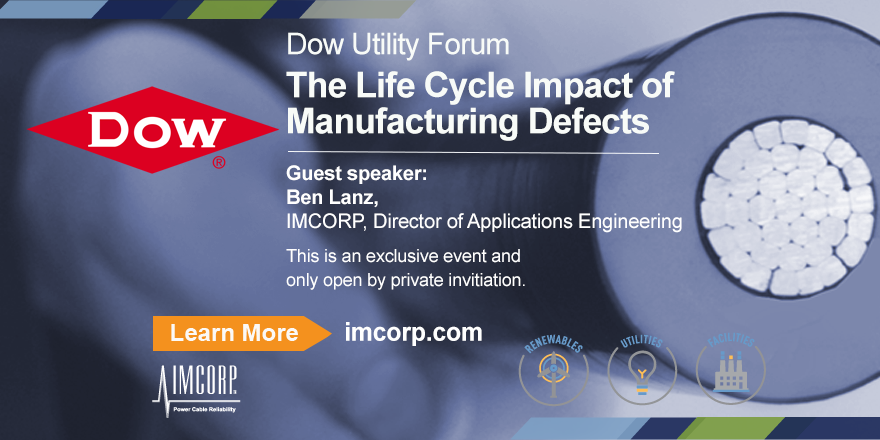 IMCORPtech's tweet photo. Dow Utility Forum
The Life Cycle Impact of Manufacturing Defects
Guest speaker: Ben Lanz,
IMCORP, Director of Applications Engineering
May 15, 2020
This is an exclusive event and only open by private invitation.
#IMCORP #utilities #renewable #partialdischarge #assetmanagement https://t.co/5ZatHf0rGk