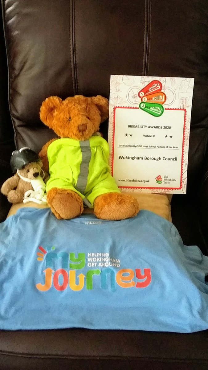 MJWokingham's tweet photo. We are very pleased to announce that My Journey Wokingham has won the Bikeability Trust’s Local Authority/SGO Host School Partner of the Year 2020 Award for Bikeabilty cycle training for young people. 😁🏆🚴‍♀️🚴‍♂️ https://t.co/hSrH1tNl5E
