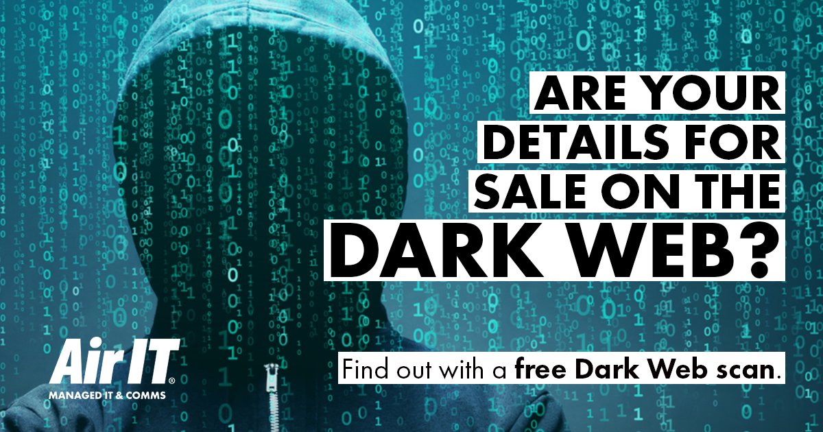AirSecUK's tweet photo. Has your personal information been exposed in a data breach? Scan the Dark Web to see if your usernames, passwords or other sensitive data are at risk. Claim your FREE Dark Web scan and protect your business today ➡️ https://t.co/aahbGXPKr7 https://t.co/ruNpVXeZxS