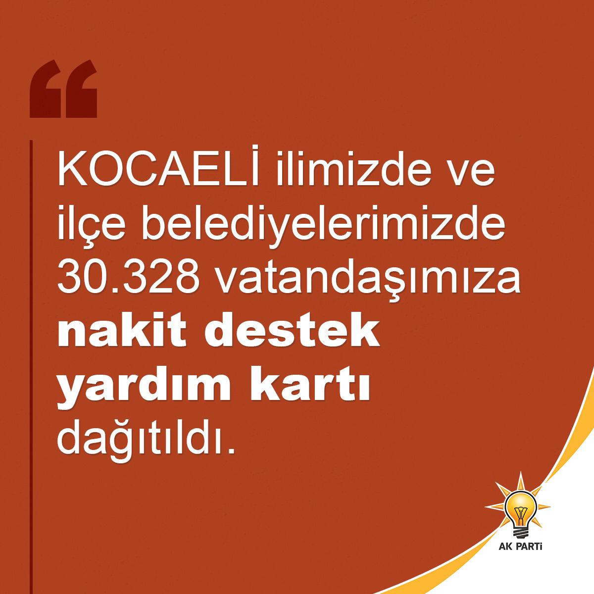 Kocaeli’de 30 bin 328 vatandaşımıza nakit destek yardım kartı dağıtıldı. #DevletileMilletYanYana