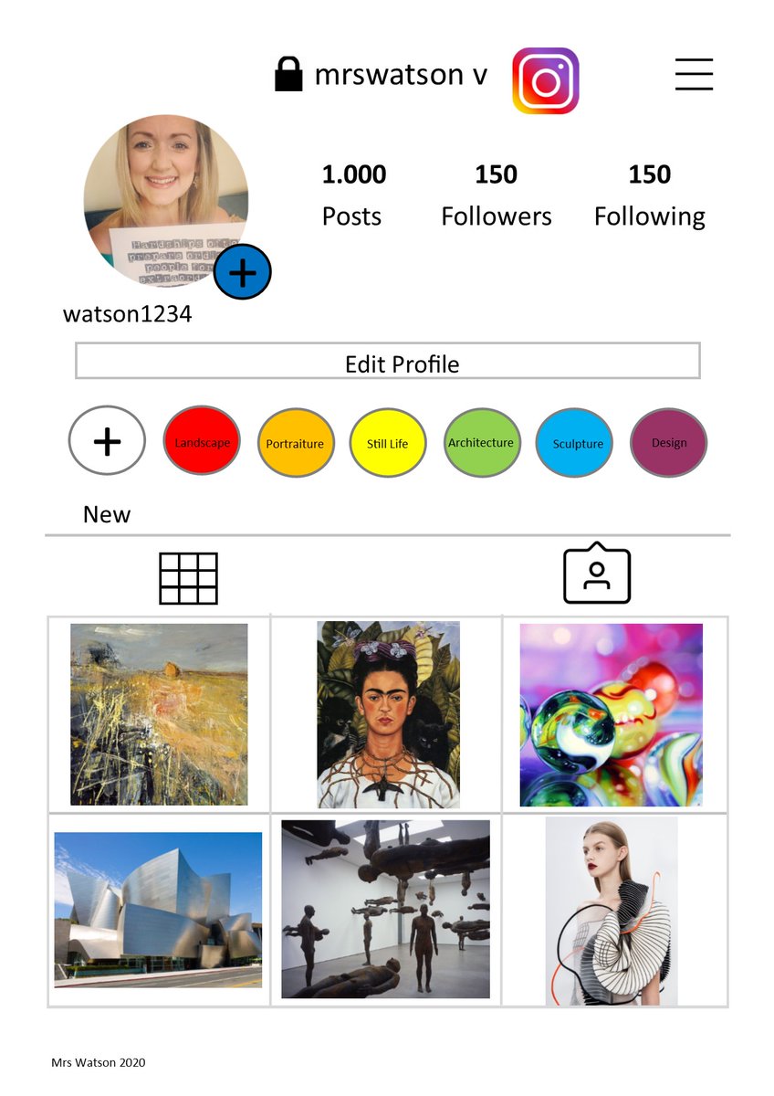 MrsWatsonArtDes's tweet image. The highlight of my week so far has been saying hello to all my new classes and sharing new lessons with them. Here's a snapshot of an Art and Design research task I created for my S2 pupils. I hope they like it! #instagram #newtimetable #remotelearning