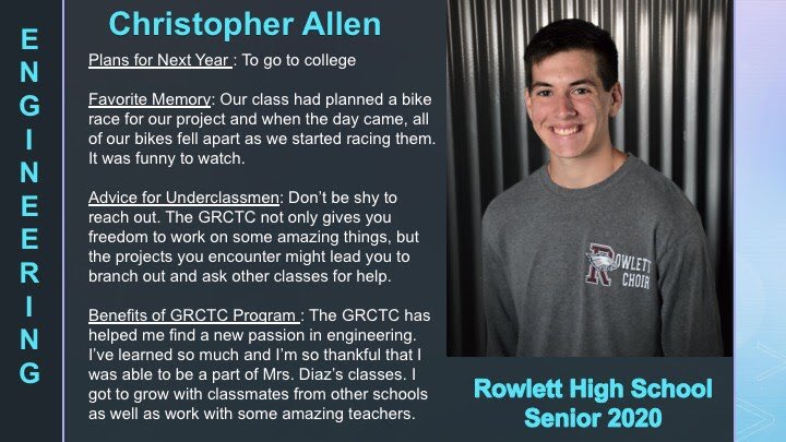 GR_CTC's tweet photo. Senior Spotlight from our Engineering program, you have to read his favorite memory! #GISDAlwaysConnected #careerREADY #GRCTCnext https://t.co/16uFYxL2BQ