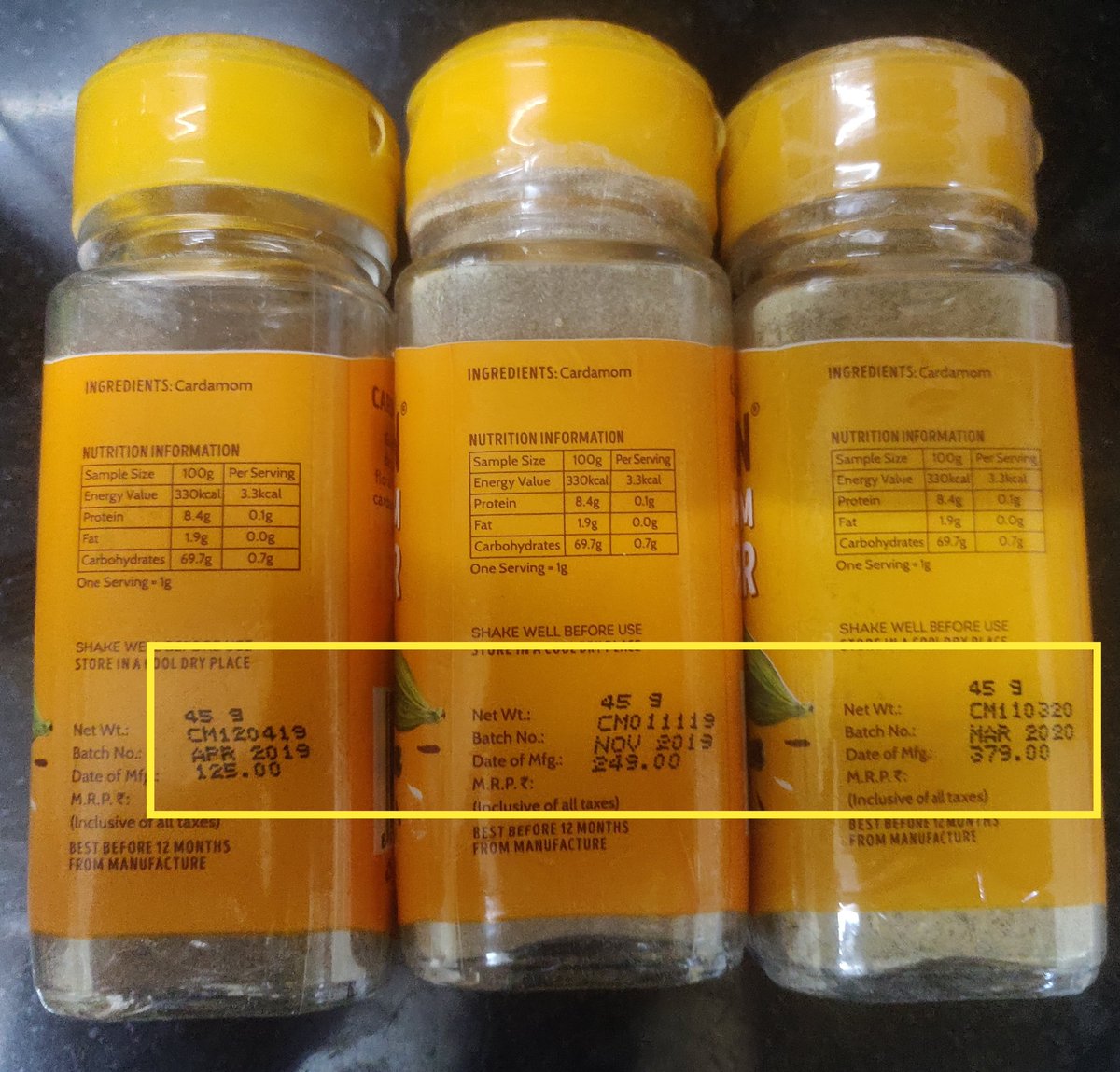 imsaurabh5424's tweet photo. I wish my salary could grow at this pace
SNAPIN Cardamom price increase in every 6 months
MRP April'19 : 125 Rs
MRP Nov' 19 : 249 Rs
MRP Mar'20 : 379 Rs
100% every 6 months
Have some shame, not everytime can we check the price while picking up the pack
#snapin #Duval https://t.co/YGdNIg7sp5