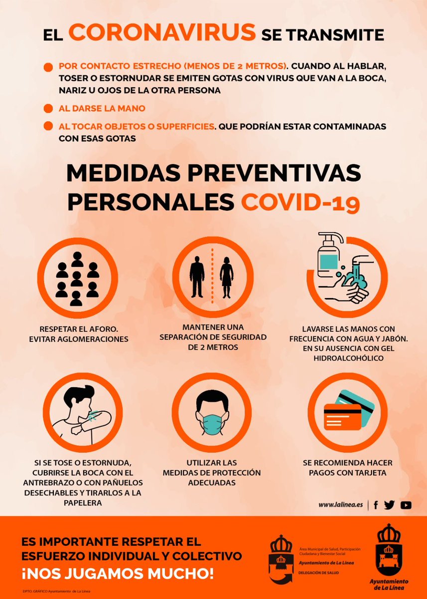 Ayto_LaLinea's tweet photo. La delegación de Salud informa de las normas sanitarias frente al coronavirus que deberán seguir todos los establecimientos públicos que reabren https://t.co/5vcDEqmWXW https://t.co/j9jKkiJQ1B