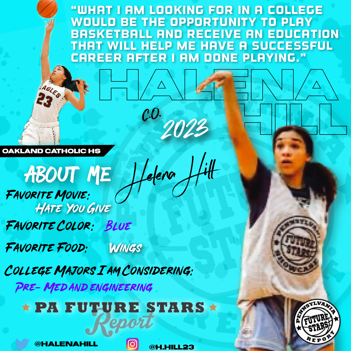 PAFutureStars's tweet photo. 2023 5'7 Combo Guard Halena Hill!! #WPABruins
Contact @Coach_Woj for more information. #PAFSRecruitingService https://t.co/usswWJxvmE
