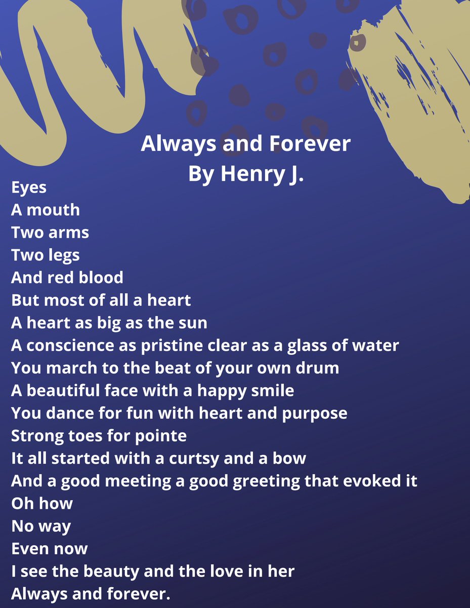 LexingtonMiddle's tweet photo. The winner of the LMS poetry contest is the well known and well-loved 8th grader, Henry J.
Please enjoy his beautiful work entitled "Always and Forever." #Lex1ESOL #Lex1Literacy @cherritage https://t.co/cxKxXRHzpx