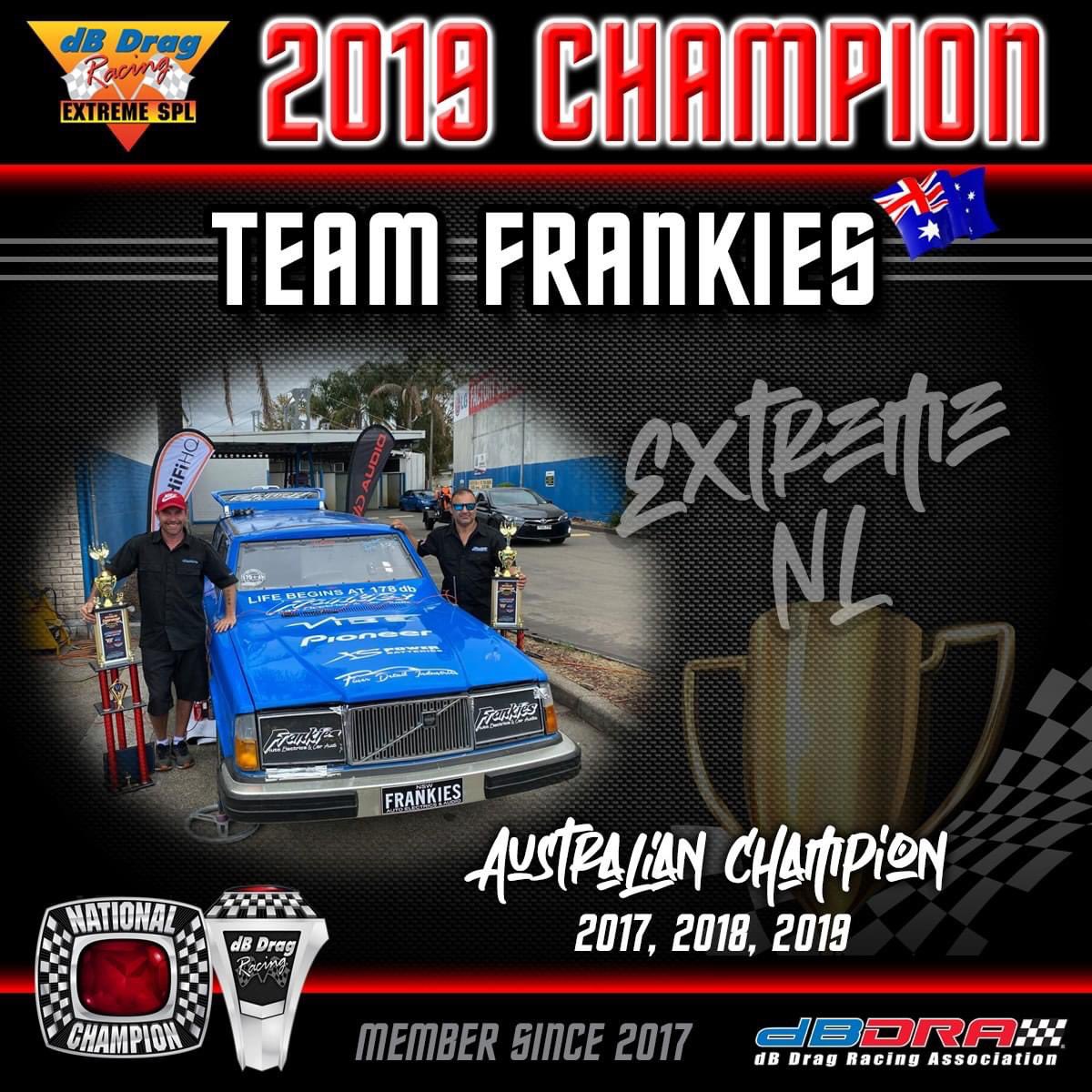 dBDragRacing's tweet photo. 2019 dBDRA Australian Champion Highlight - Team Frankies (Extreme NL) Team Frankie’s has been a dB Drag Racing member since 2017 and holds the dB Drag titles in ’17, ’18 and ’19. Link to stats page on Term Pro. https://t.co/tVad8uwxDE
#dbdrag #dbdragracing #dbdra https://t.co/RvwzDCGYe7