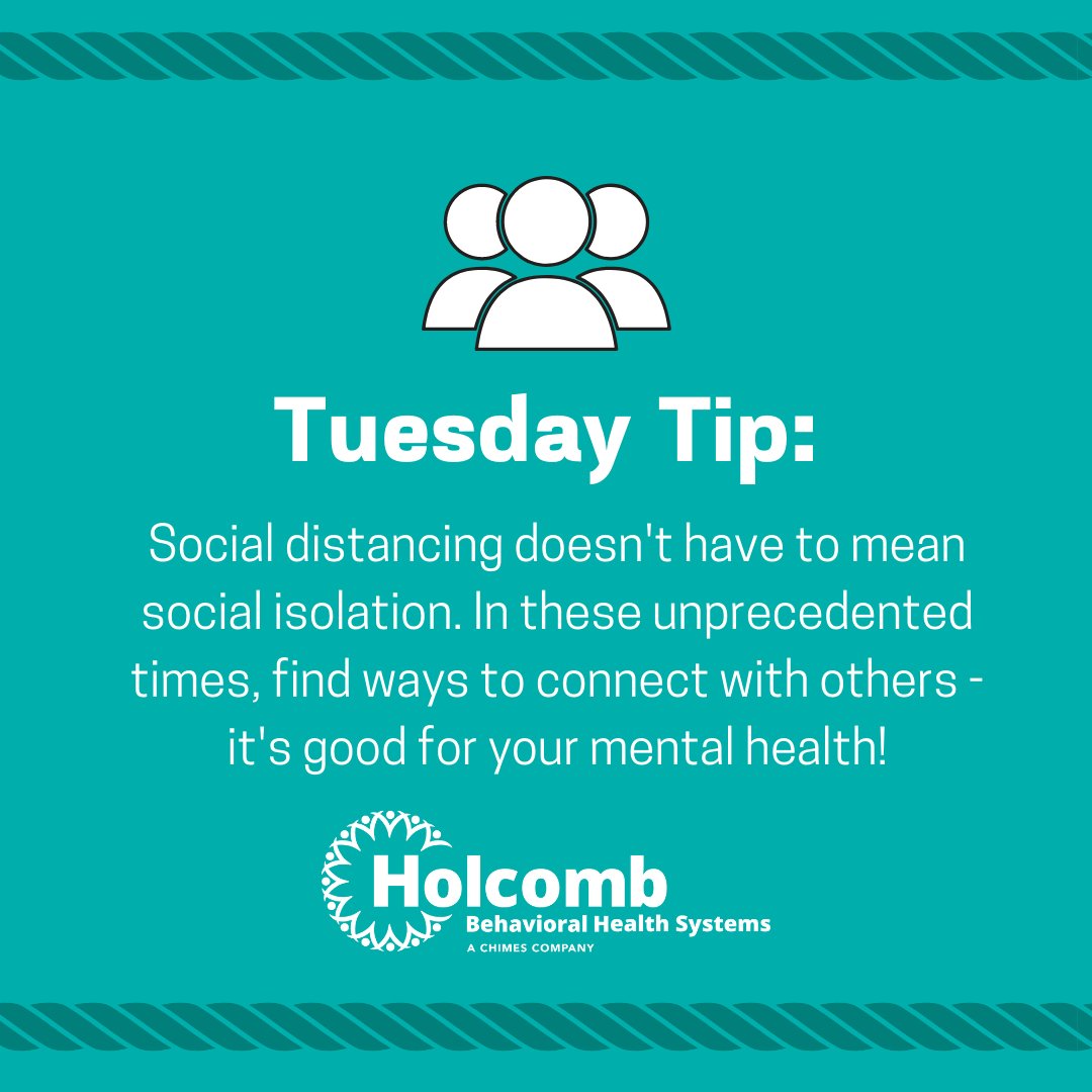 Whether it's through Facetime or just waving to your neighbor from across the street, these small gestures can help us feel connected. #tuesdaytip #mentalhealth #getconnected