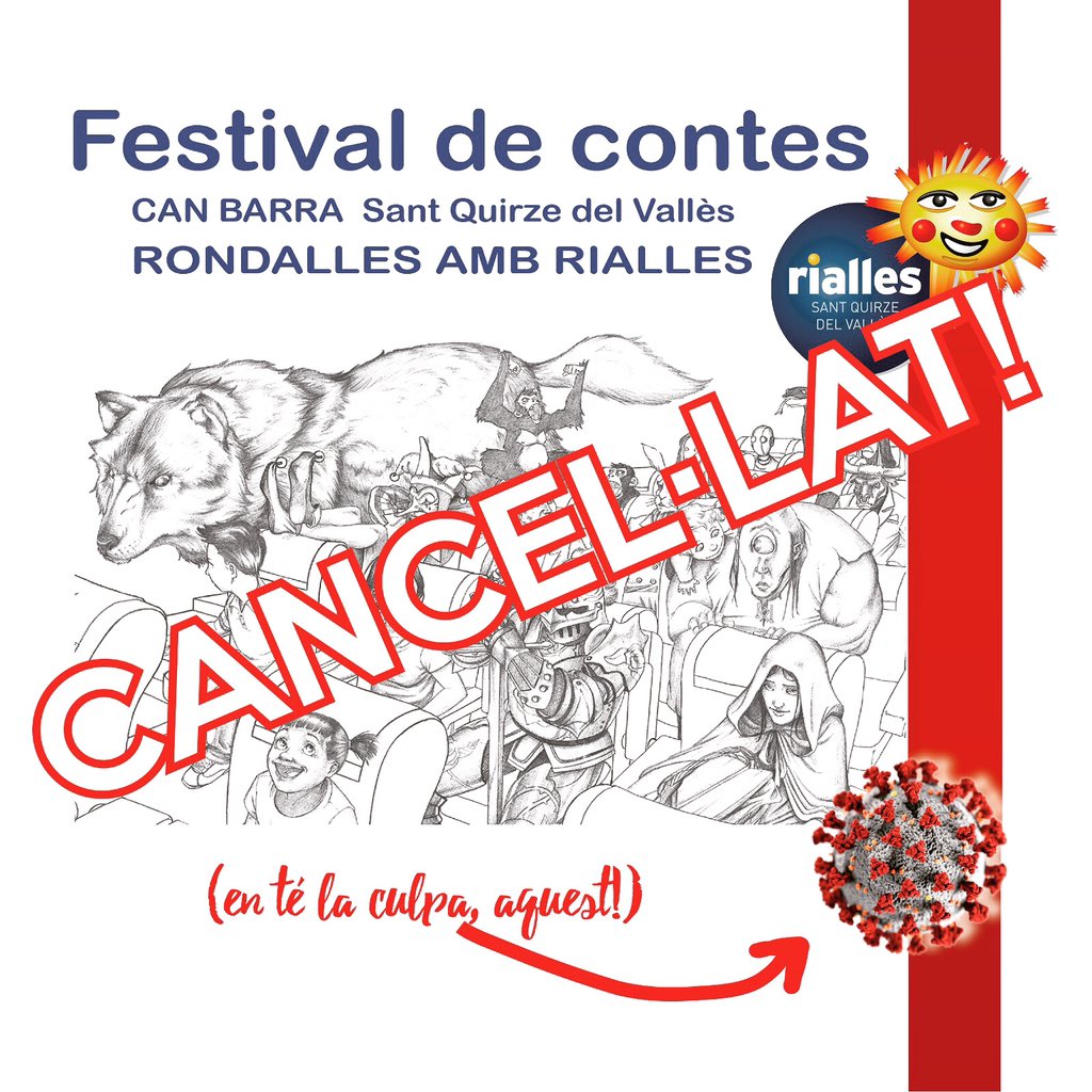 Sentim comunicar que el Festival de Contes que s’havia de celebrar el proper diumenge a #SQV ha estat cancel.lat 😞 
#ensensortirem #jaquedamenys