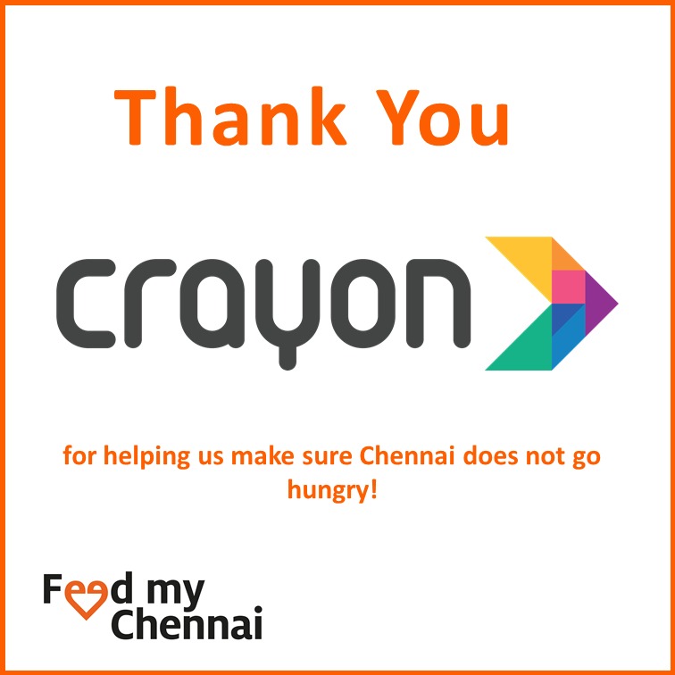 feedmychennai's tweet photo. Thank you @CrayonBigData for your generous support to FeedMyChennai #noonegoeshungry
@sureshshankar https://t.co/NzKkMALlWF