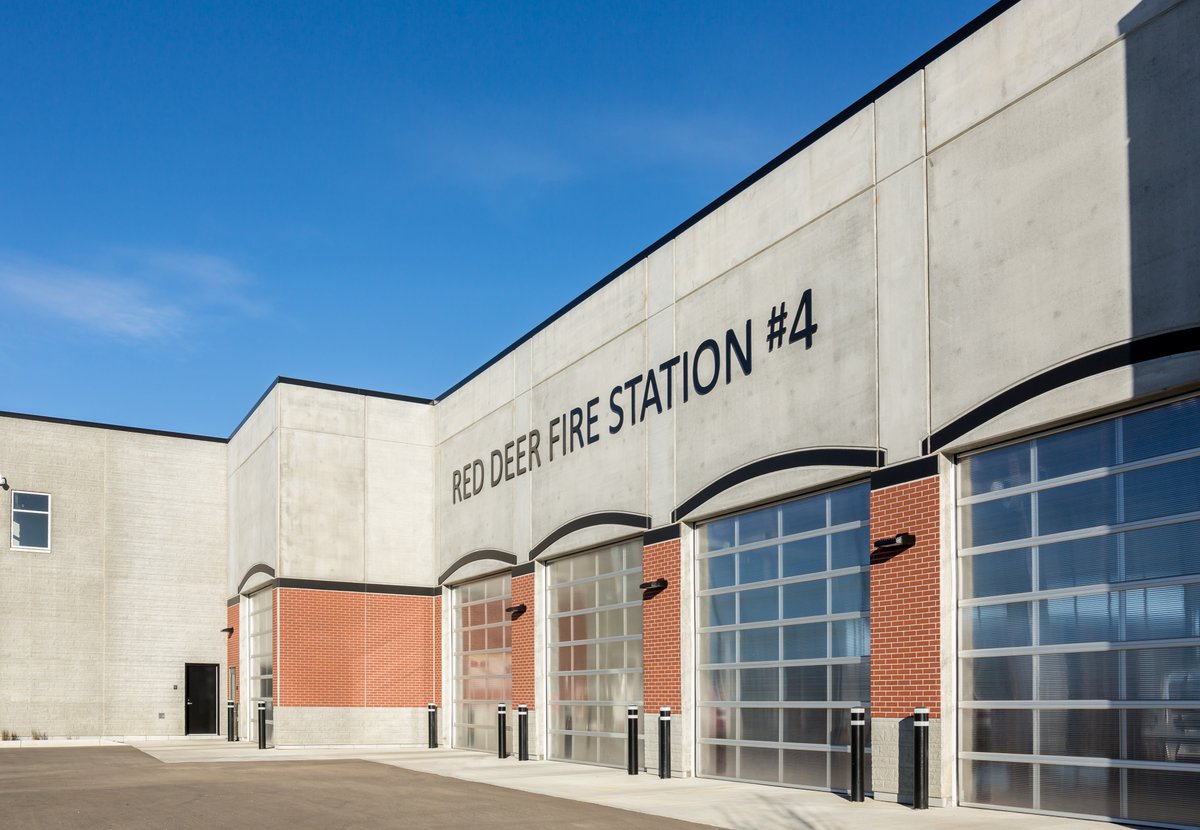 CPCI_Canada's tweet photo. The Fire Stations 3 and 4 in Red Deer, AB, are a perfect example of why #precast #concrete is a safe, reliable and proven building material. Both stations were completed under budget and ahead of schedule. Read more: https://t.co/7TxnmrIJ9k Photos courtesy of @EagleBuildersLP https://t.co/3hmUxLUscf