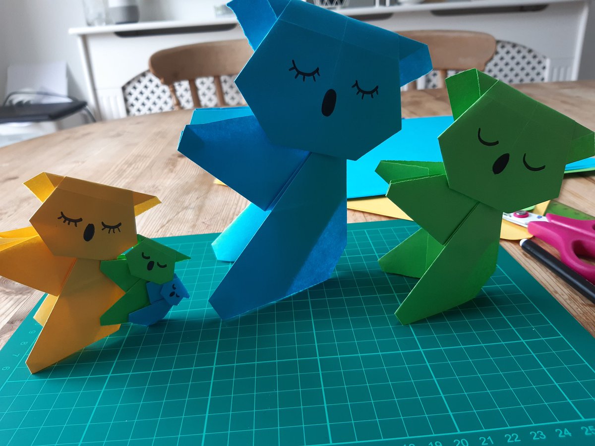 kate_1977's tweet photo. After the origami frogs the other day we decided to make a family of origami koala 🐨 @TickfordPark #tpyear4 #TPPSYear4 https://t.co/jt68w5kLnS