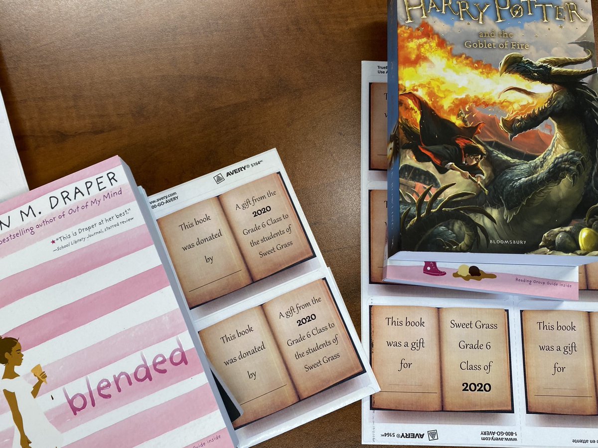 SweetGrass_EPSB's tweet photo. Gr6 Legacy Project -each Gr 6 picks a book for the library and a book to keep #Onlineversion #covidcantstopus #readersgottaread #epsb https://t.co/n3AQJM8XFh