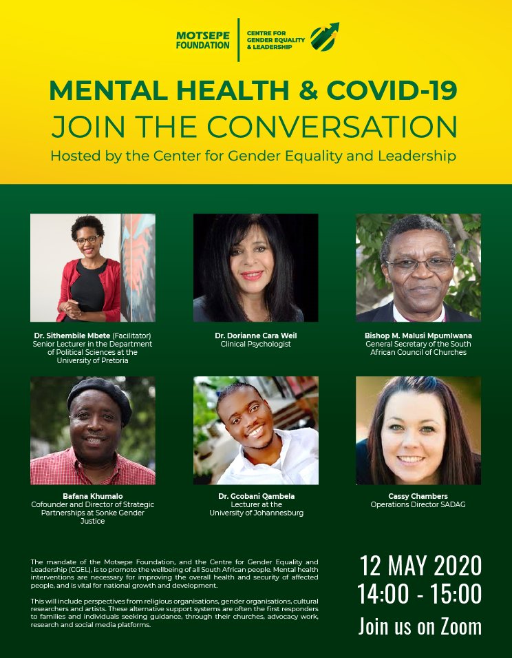 MotsepeFoundtn's tweet photo. LIVE CONVERSATION HAS END‼️ Thank you for tuning in and to our great expert panel members for sharing the much needed information in dealing with Mental Health during COVID-19. We will share all the highlights and communicate the next webinar discussion!🙏
#CGEL #StayAtHome https://t.co/rc6oLt9pMp