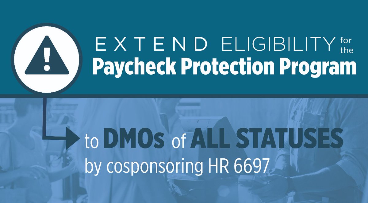 DMOs are critical components of our region's travel and tourism economy, and they will be crucial for our economic recovery. <a href="/RepKirkpatrick/">Rep. Ann Kirkpatrick</a>, will you cosponsor HR 6697 so DMOs in our district can access the #PaycheckProtectionProgram?