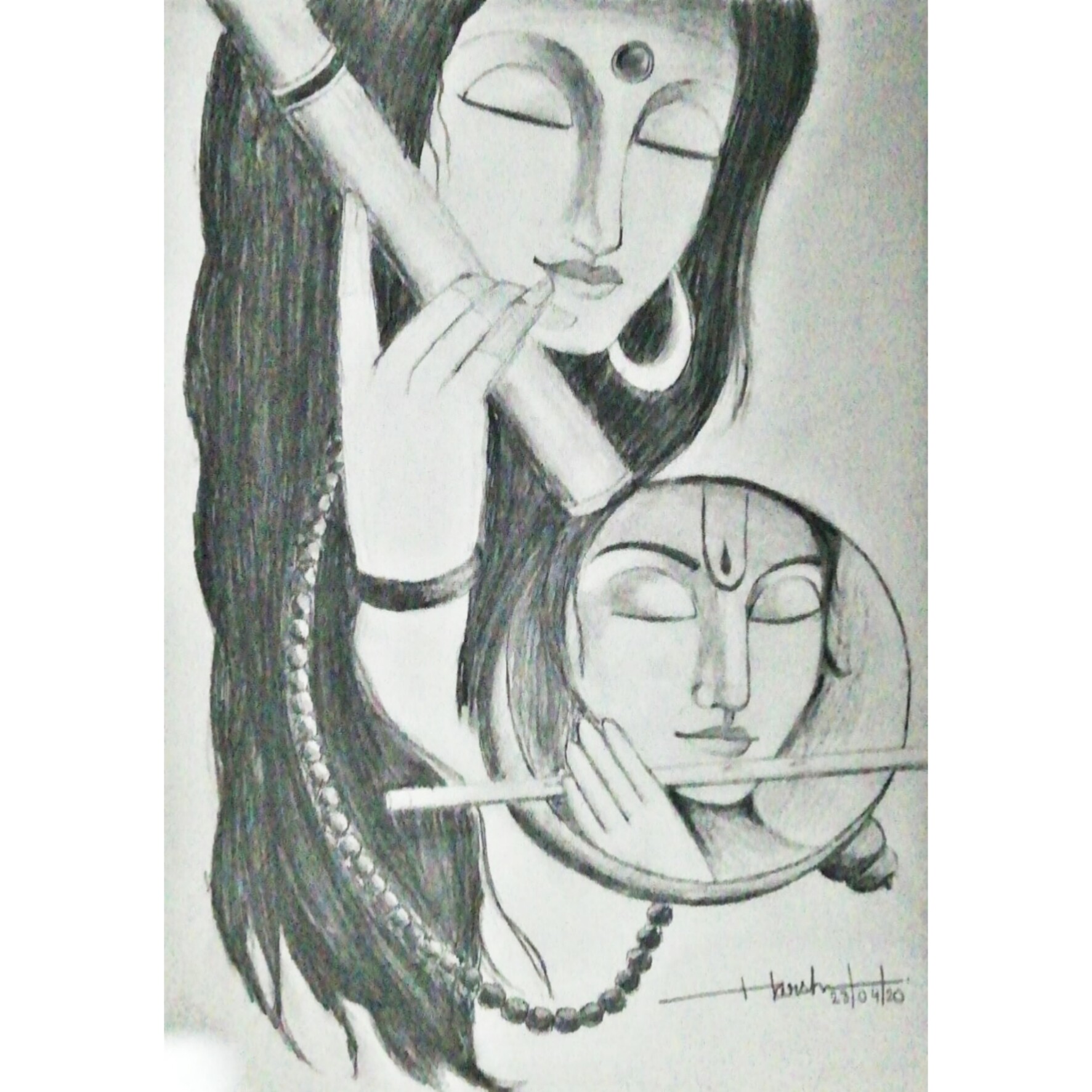 Pencil Sketch Of Radha and Meera  DesiPainterscom