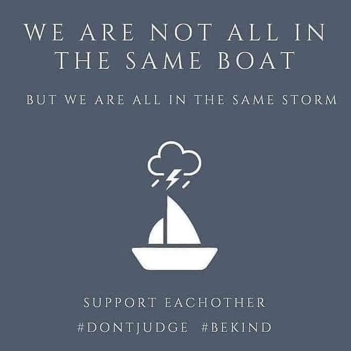 FreshStartRC's tweet photo. We are not in the same boat but we are definitely in the same storm.  This is uncharted waters for us all. Be kind. Do good. Stay connected. #gratefulrecovery #yyc #yyctreatment #recoverymatters #recoveryisnotcancelled #adcares #fscares https://t.co/0QeOhCIqyS