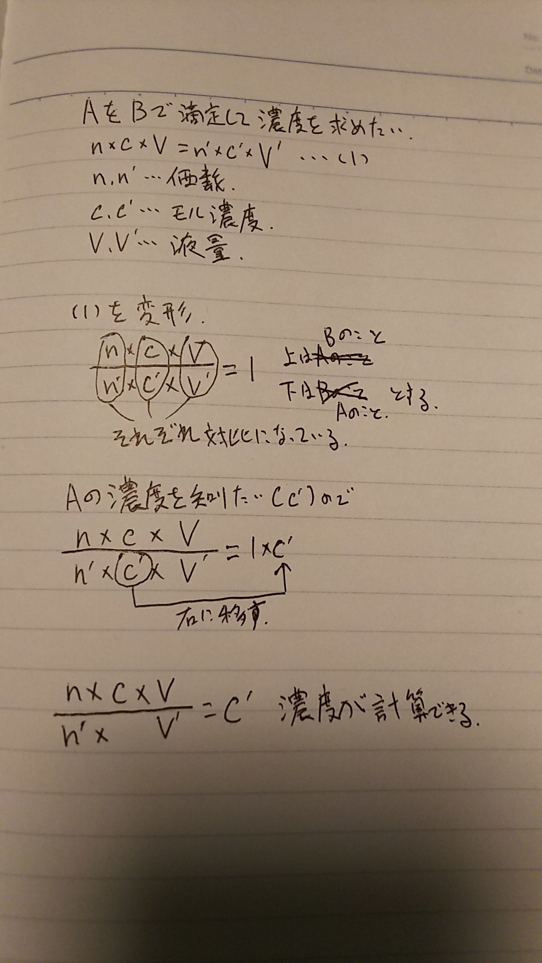 分析実務たん Jis準拠 数式を書くのが面倒なので手書きで