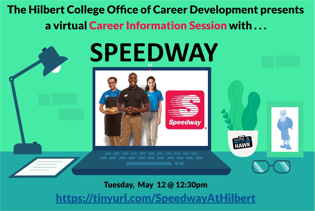 WorkingHawks's tweet photo. Join us today at 12:30pm for a virtual career information session with Speedway! https://t.co/mtQyeam6b7

#HireAHawk #ClassOf2020 #TheHilbertDifference https://t.co/3CmJwDqgLT