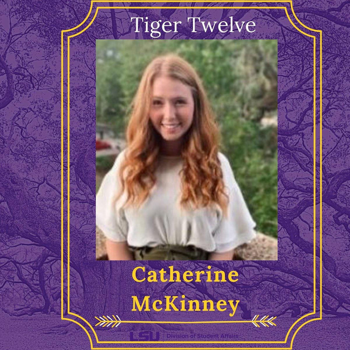 LSUdeanstudents's tweet photo. CONGRATULATIONS to Tiger Twelve - Class of 2020, Catherine McKinney. She is a Political Science major. Catherine is a native of St. Francisville, LA. 
To learn more about Catherine visit: https://t.co/khDaeTXTJ5
#lsuspotlight #westfel #wfhs #70775 https://t.co/tMbZf2fi1p