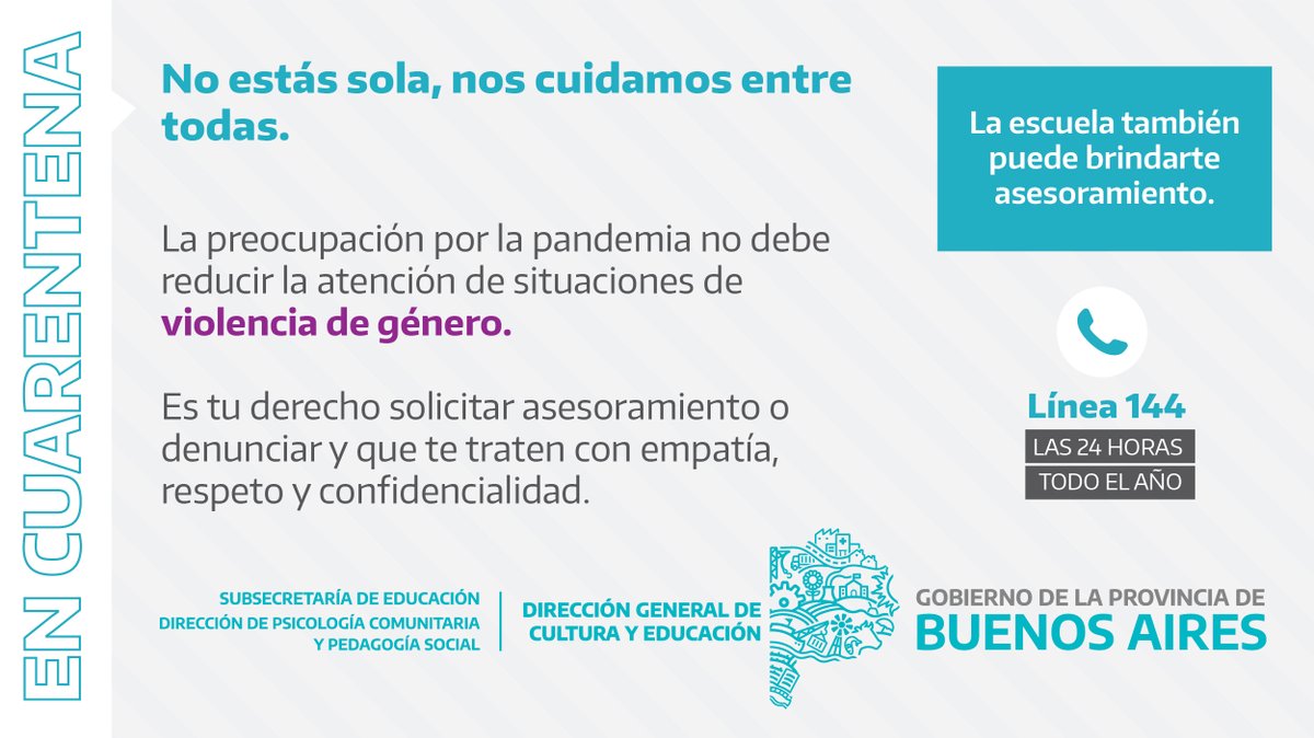 BaPsico's tweet photo. Si estás en situación de violencia de género, tenés asistencia y contención los 365 días del año.
Te dejamos más información 👇
#DGCyE #PsicologíaPBA https://t.co/RVb2O5m627