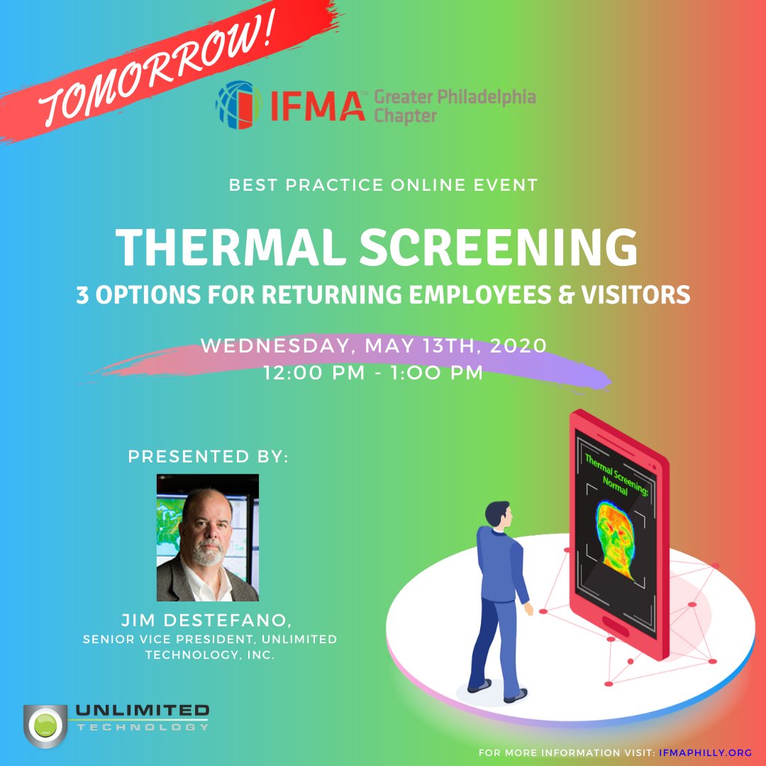 We have another virtual best practice tomorrow! REGISTER TODAY!

A look at three potential thermal screening solutions to watch for the temperature of employees and visitors as we start to return to work.  

For more information, visit ifmaphilly.org