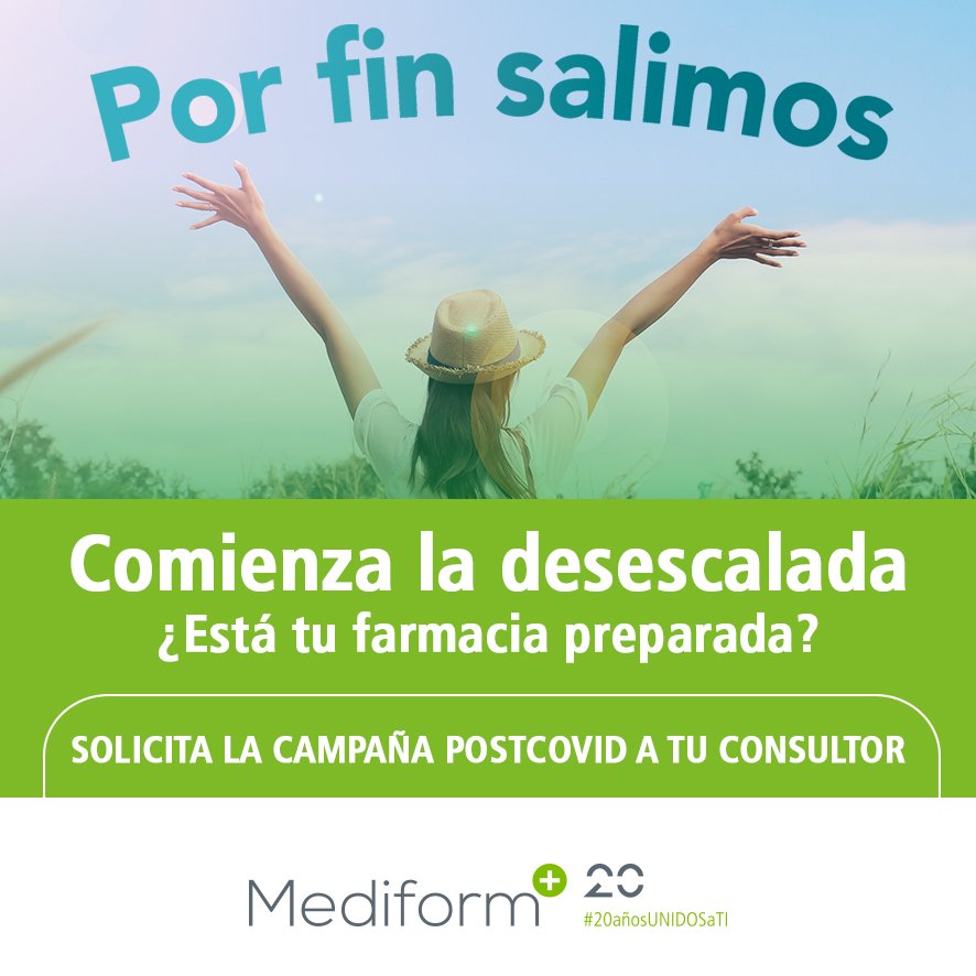mediformplus's tweet photo. Ha llegado el momento de ir dejando atrás estos meses de encierro. Desde #Mediformplus hemos preparado una campaña adaptada al momento y a la situación actual, con acciones de promoción, fidelización, comunicación digital, medidas de protección y ¡Mucho más!

Pregúntanos 😊 https://t.co/BkFMoMeRYI
