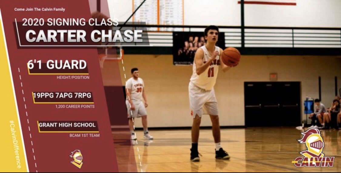CalvinMensBball's tweet photo. Another member of the BCAM’s Best All-State team. Carter scored over 1,200 points in his high school career. Unlimited range from 3! #NewKnights https://t.co/7XGH3i1kvm